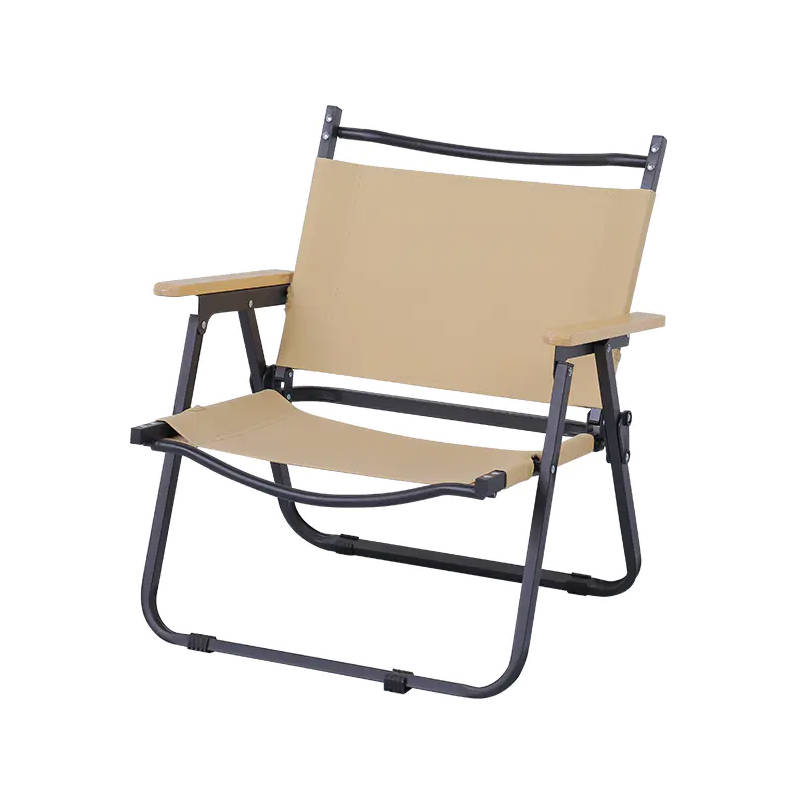 How is the breathability and sturdiness of the backrest of an outdoor folding chair achieved through design?