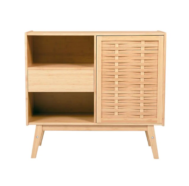 What types of items can be stored in the space of this BAMBOO Sideboard Cabinet?