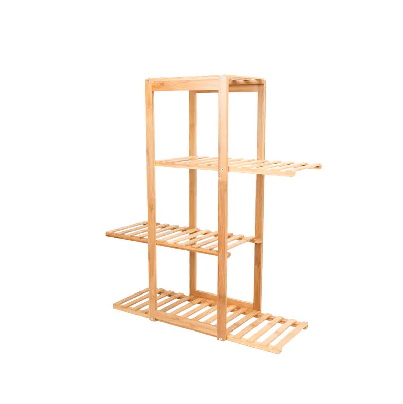 What are the special design features of the Bamboo flower shelf's shelves?